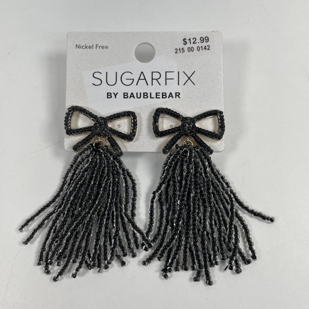 bow beaded tassel earrings NTW